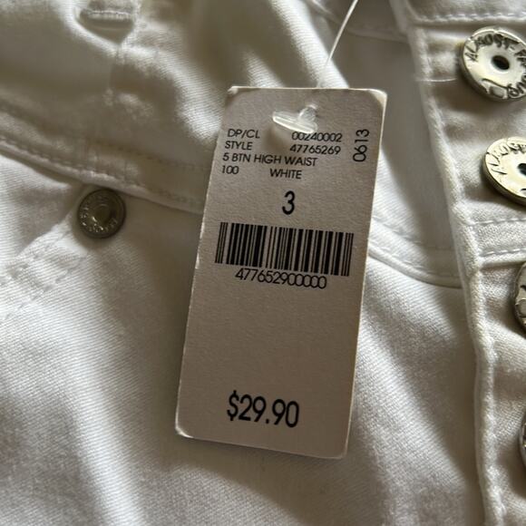 Almost Famous Size 3 White Stretch Denim High Waist Jeans Cropped Ankle Y2K - Picture 8 of 14
